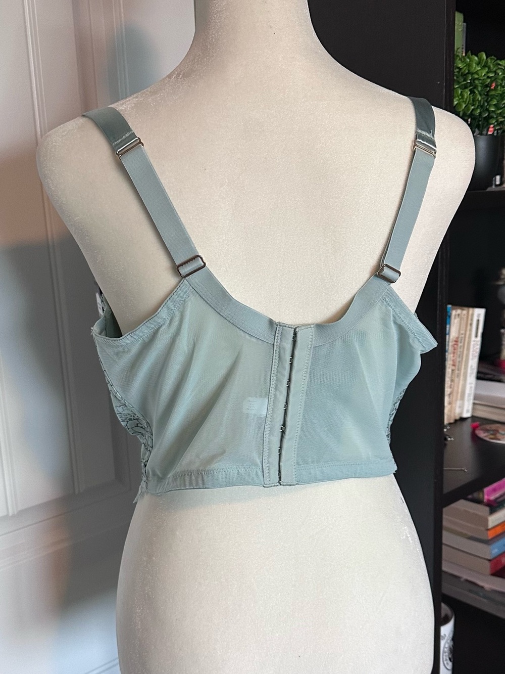 Cacique 38F Lightly Lined Balconette Bra Sage Green Lace Longline NWT - Picture 3 of 6
